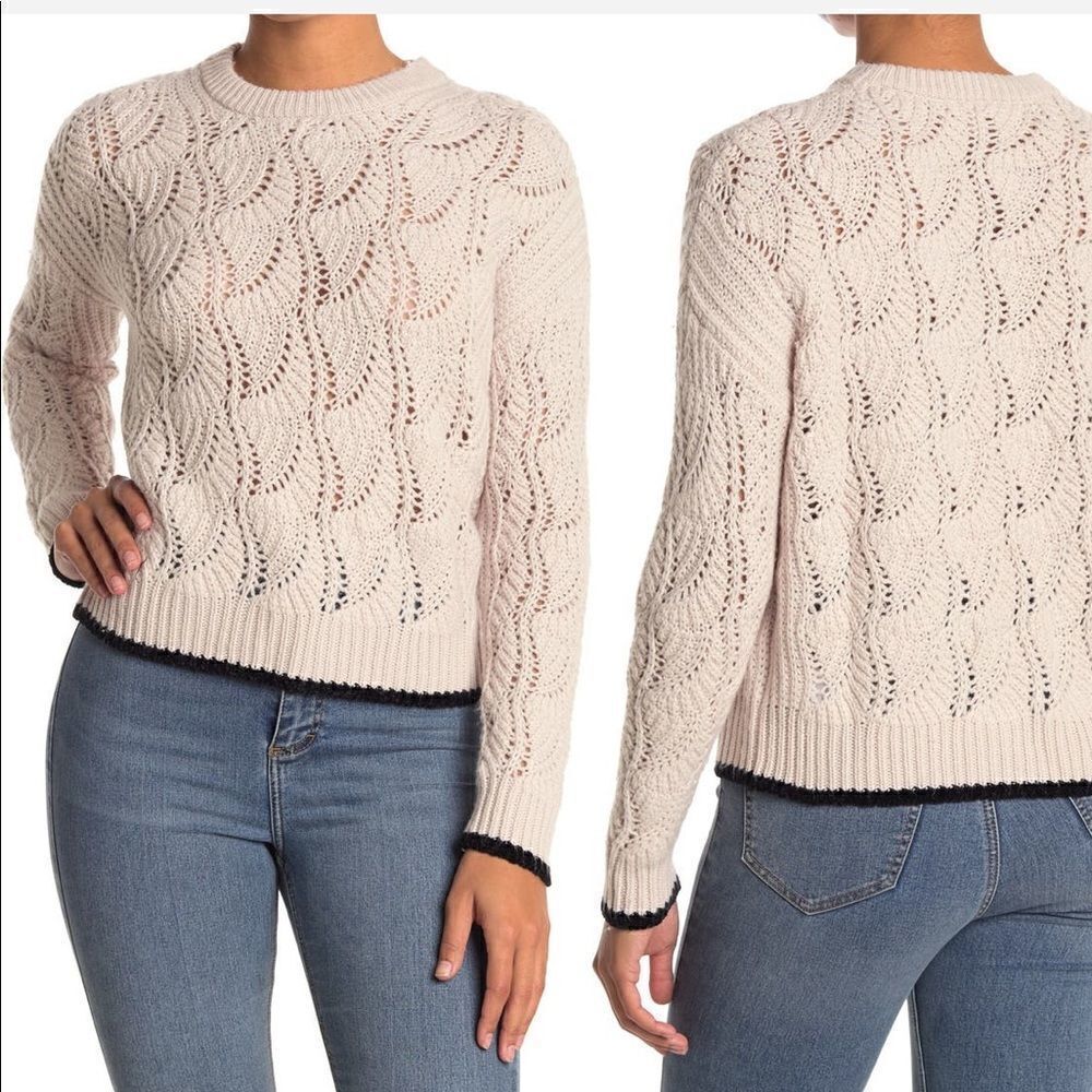 Splendid Women’s pointelle stitch wool blend crew neck sweater size M, NWT